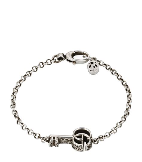 gucci bracelet with double g in silver|double g key bracelet.